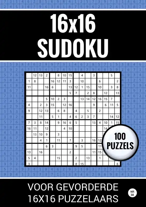 16x16 Sudoku - 100 Puzzels voor Gevorderde 16x16 Puzzelaars - Nr. 38 Direct Verzonden