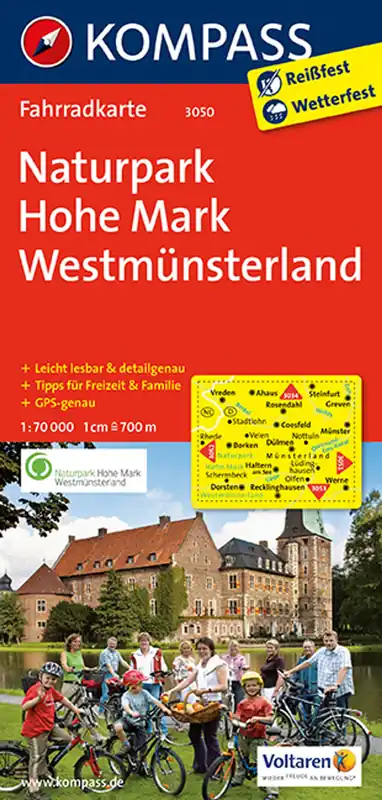 Kompass FK3050 Fietskaart Naturpark Hohe Mark, Westmünsterland Direct Verzonden